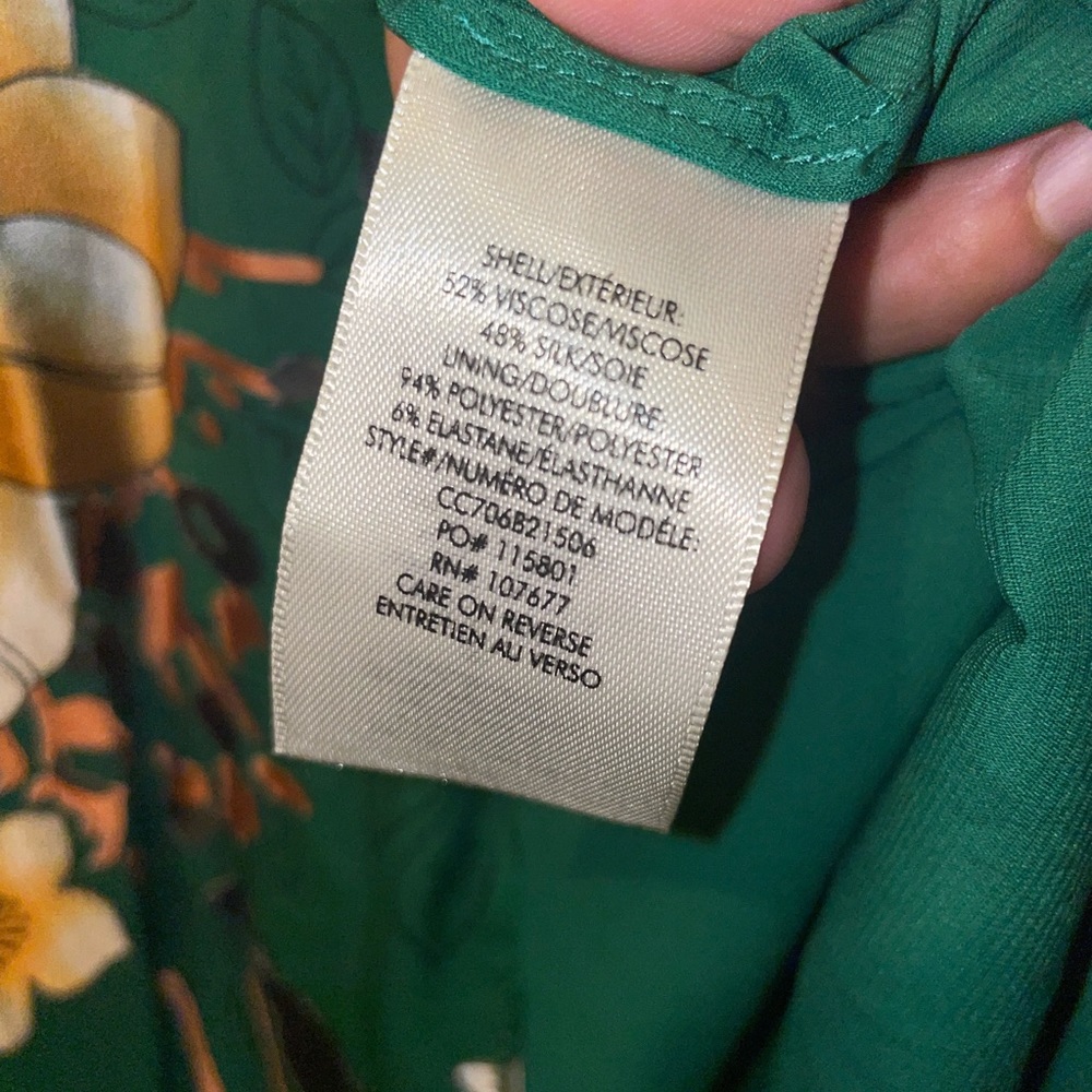 Alice and Olivia CoCo Plunging V-neck midi Dress in green yellow multi size 6 - Picture 10 of 11